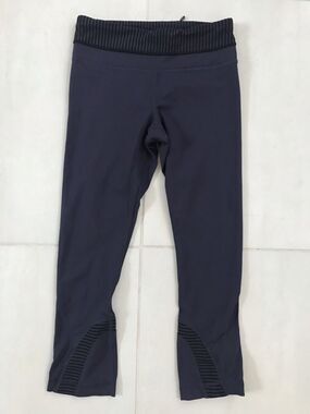 Lululemon Run Stripe Inspire Crop II Activewear Pants Cadet